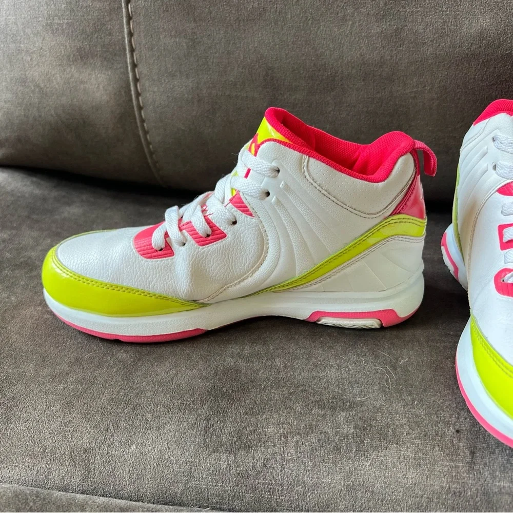 AND1 Kids' White and Neon Yellow/Hot Pink Sneakers‎